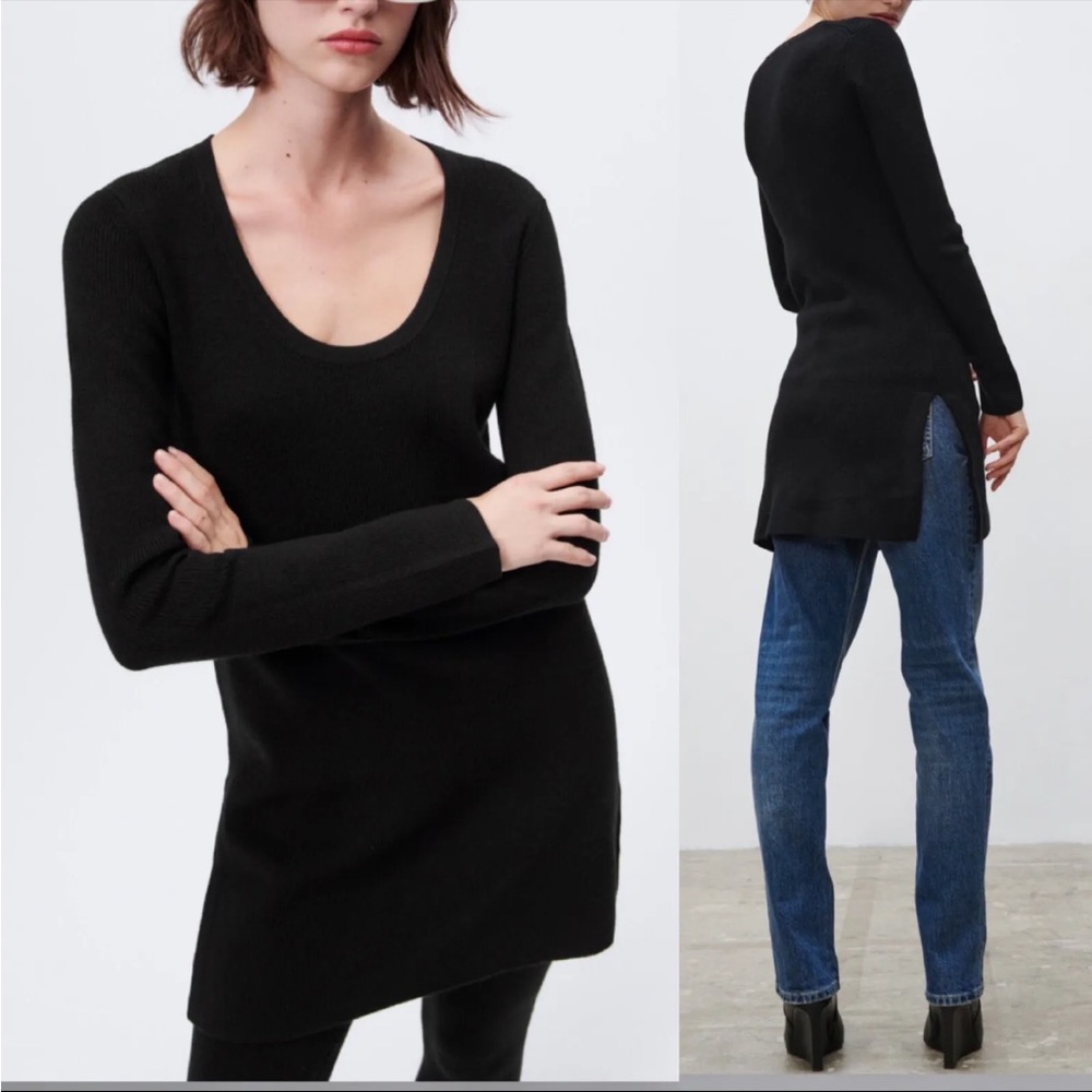 Zara Wool Blend Sweater with Side Slit Limited Edition